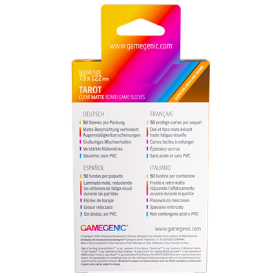 (PREVENTA) Board Game Sleeves Tarot Clear Matte imagen 2