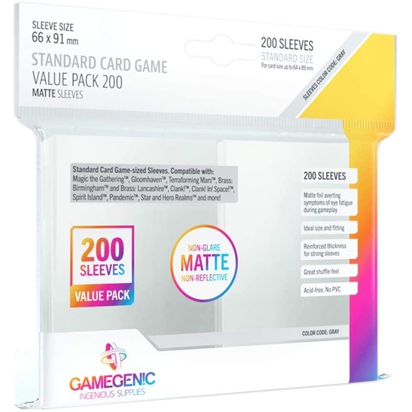 [GGS10111ML] Gamegenic Standard Card Game Value Pack Matt Clear 200 Sleeves