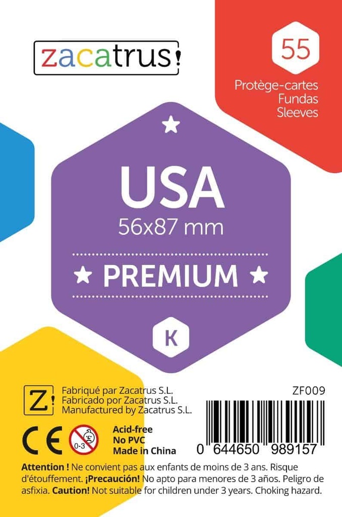 Fundas Zacatrus USA Premium (56 mm X 87 mm) (50 uds)
