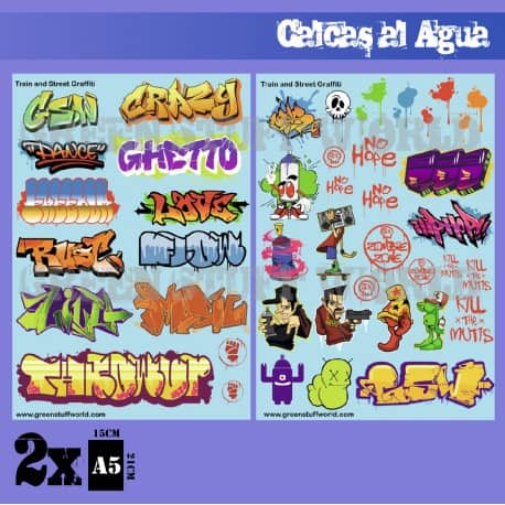 Hojas de Calcas / Decal sheets - Train &amp; Street Graffitis MIX