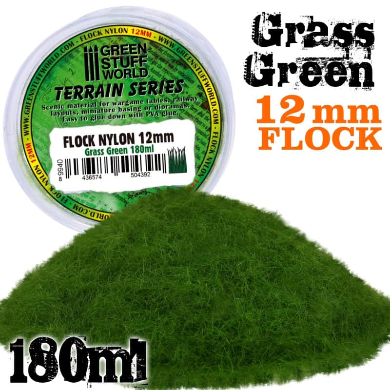 Flock Nylon 12mm Verde Cesped / Grass Green 180ml