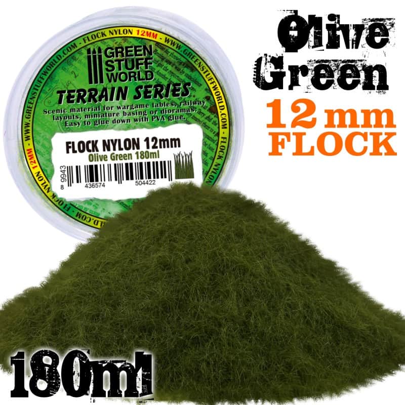 Flock Nylon 12mm Verde Oliva / Olive Green 180ml