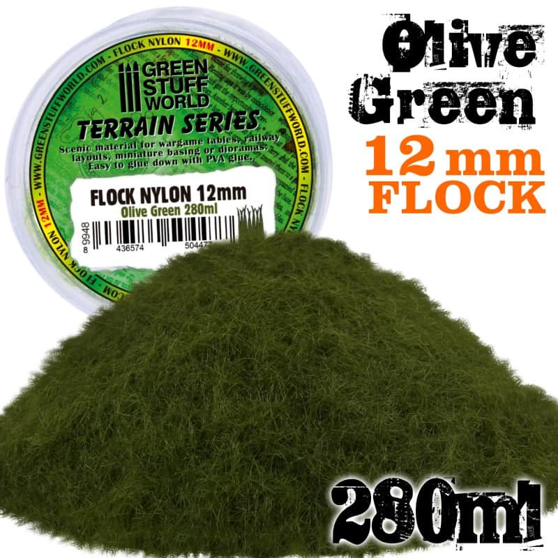 Flock Nylon 12mm Verde Oliva / Olive Green 280ml