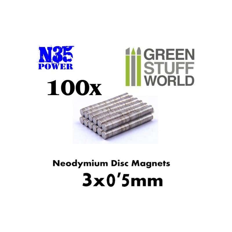 Imanes Neodimio 3x0,5mm - SET x100 / Neodymium Magnets 3x0,5mm - SET x100 (N35)