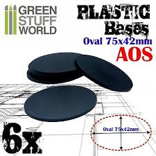 Peana PLASTICO Ovaladas / Plastic Oval Base 75x42mm - PACKx6