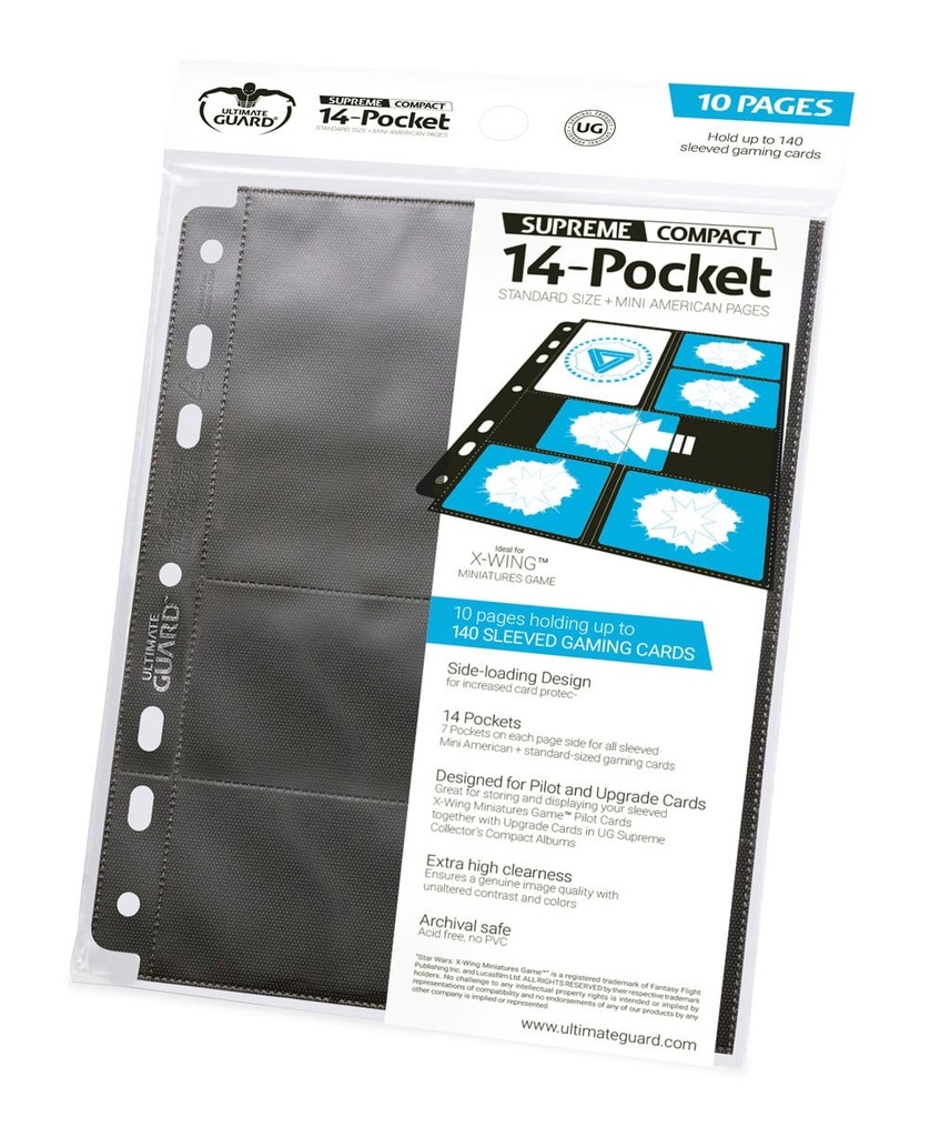 Ultimate Guard 14-Pocket Compact Pages Tamano Estandar &amp; Mini American Negro (10)