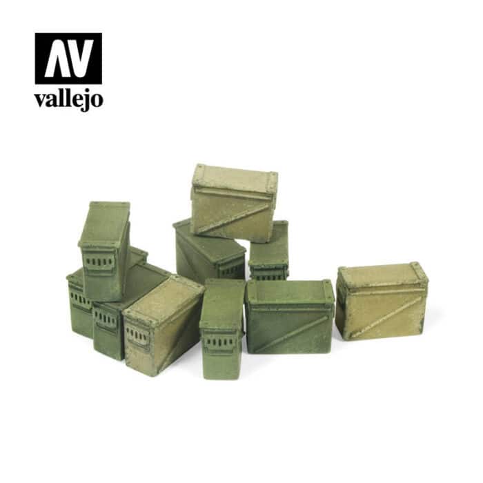 Cajas grandes de municion de 12,7 mm.