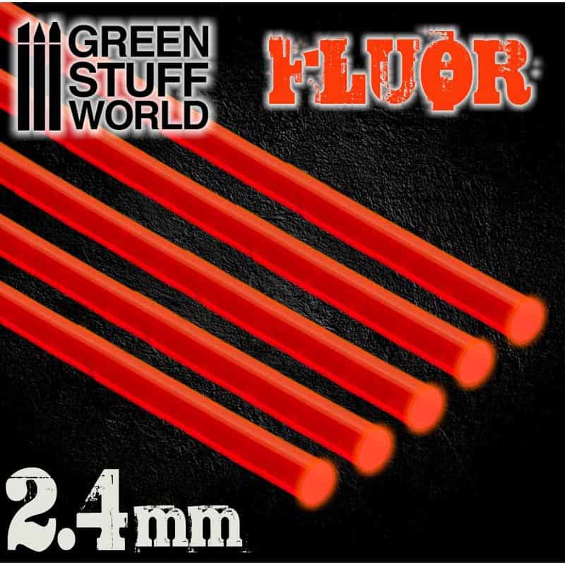 Barras Acrilicas - Redondas 2,4 mm Fluor ROJO-NARANJA