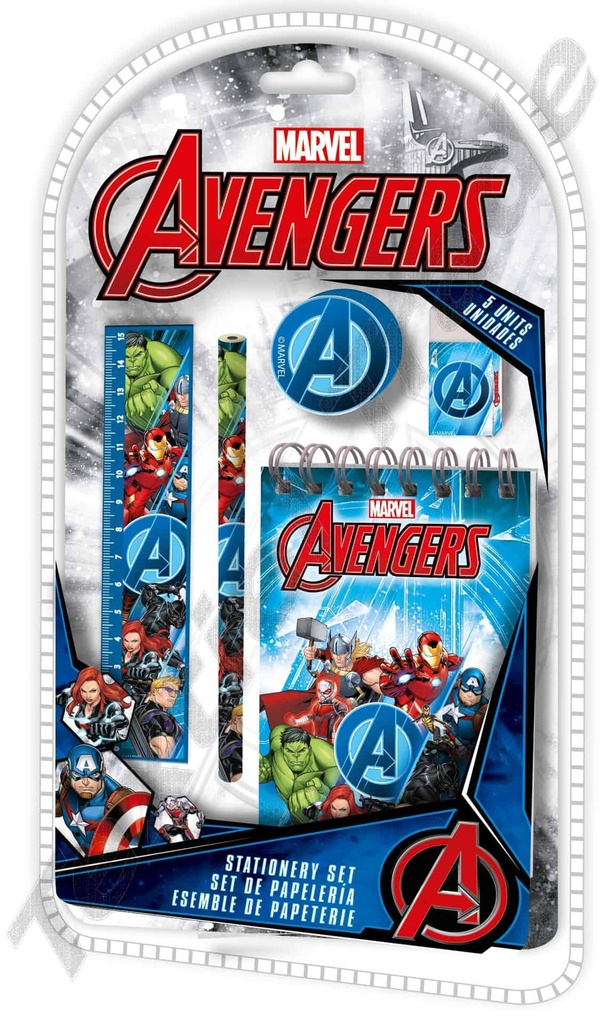 Set de papeleria Avengers 5 pzs