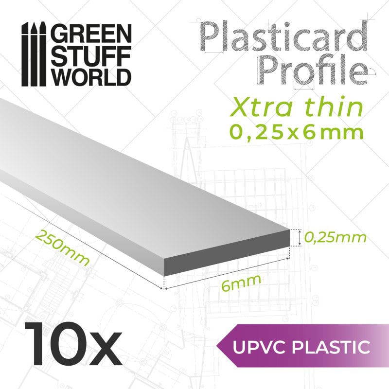 Perfil Plasticard uPVC - Ultra Finas 0.25mm x 6mm