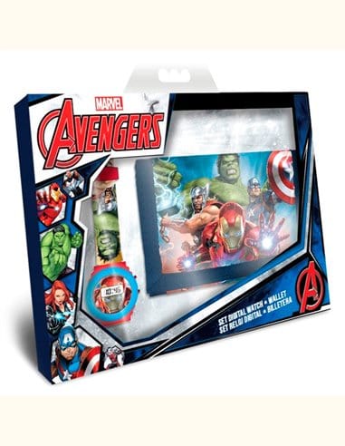 Set reloj digital + billetero Vengadores Avengers Marvel
