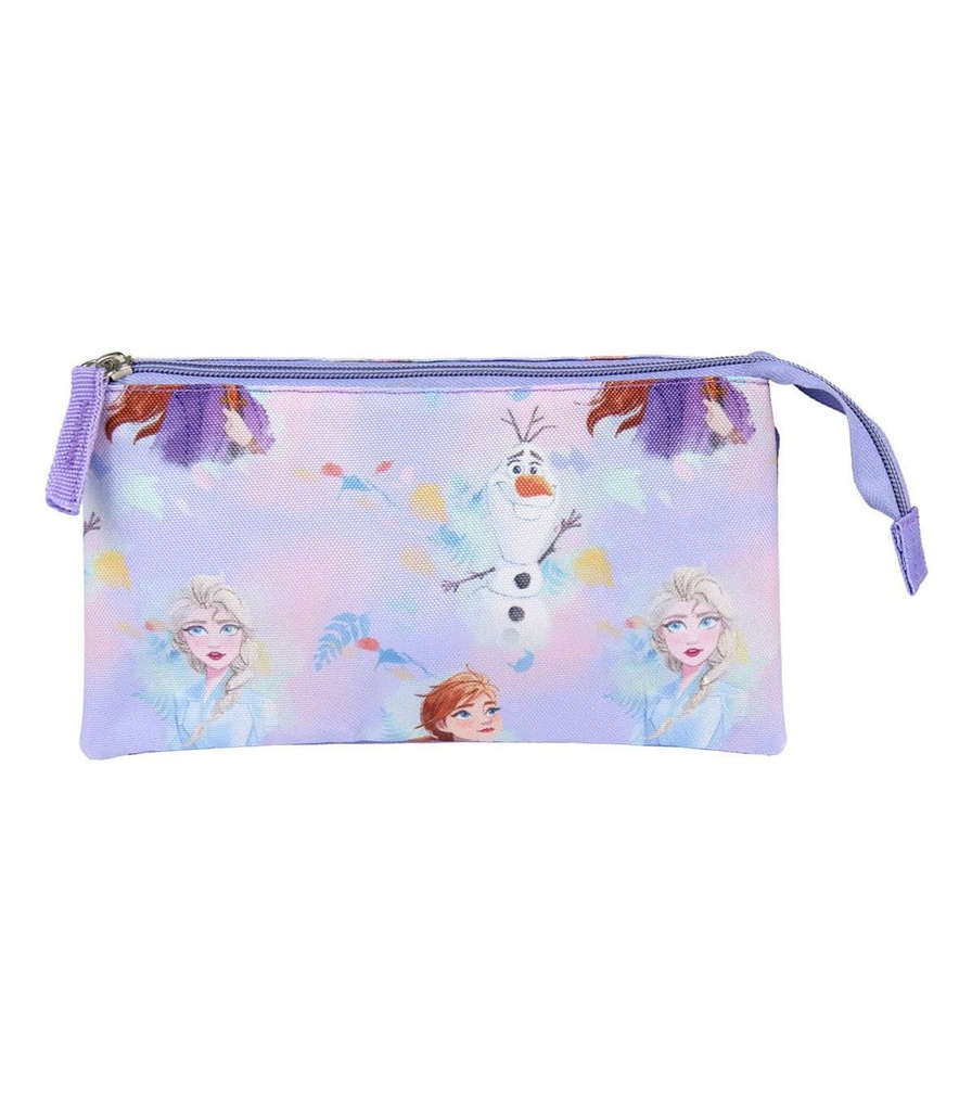 Estuche Escolar 3 Compartimentos Frozen Lila