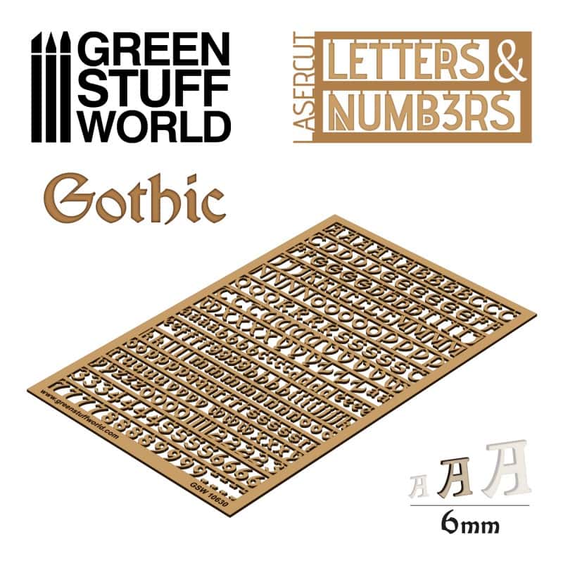 Letras y numeros 6 mm GOTICOS