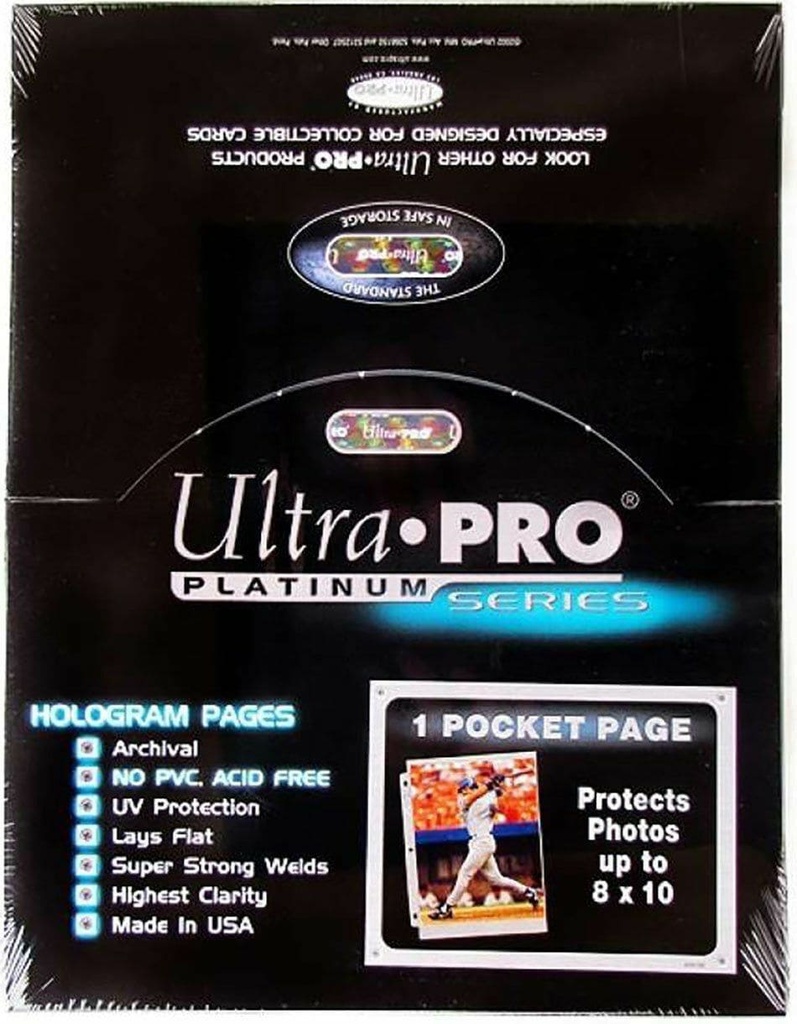 100 X Ultra Pro 1 Pocket Platinum 8 X 10 Photo Prints Comic Sleeves Pages