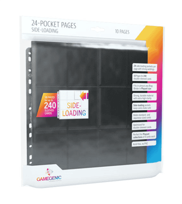 GAMEGENIC - 24-POCKET SIDELOADING PAGES 10 PCS PACK BLACK
