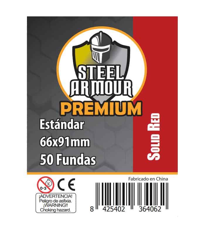 FUNDAS STEEL ARMOUR COLOR (63,5X88MM) PREMIUM STANDARD (50) ROJO - EXTERIOR 66X91MM