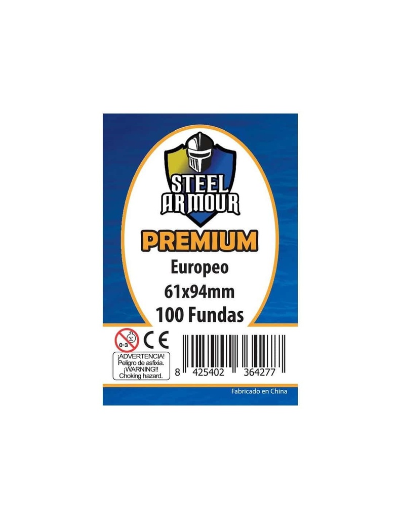100 Fundas Premium Steel Armour Europeo (Tamaño Cartas 59x92)