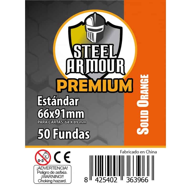 Fundas Steel Armour Color (63,5X88Mm) Premium Standard (50) Naranja - Exterior 66X91Mm