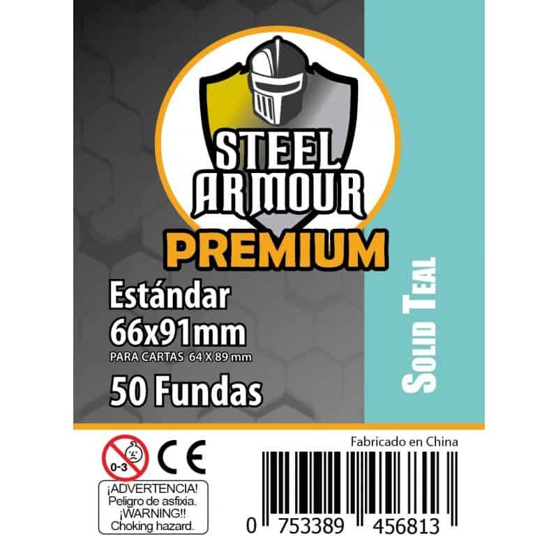 FUNDAS STEEL ARMOUR COLOR (63,5X88MM) PREMIUM STANDARD (50) AGUAMARINA - EXTERIOR 66X91MM