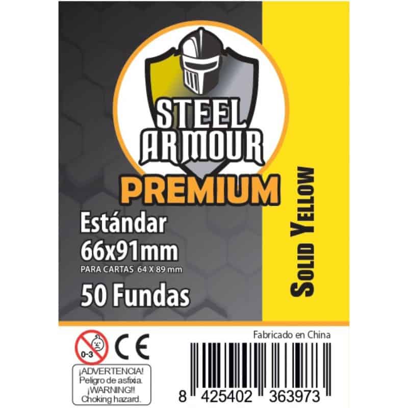 FUNDAS STEEL ARMOUR COLOR (63,5X88MM) PREMIUM STANDARD (50) AMARILLO - EXTERIOR 66X91MM