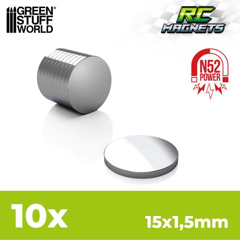 Imanes Neodimio / Neodymium Magnets 15x1,5mm for RC cars (Pack x10)