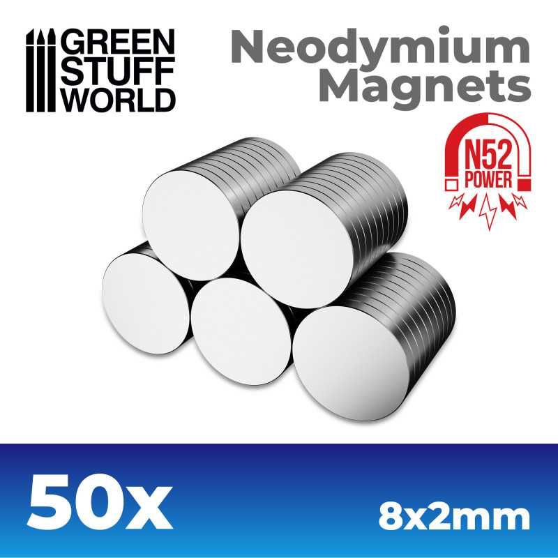 Imanes Neodimio 8x2mm - SET x50 / Neodymium Magnets 8x2mm - SET x50 (N52)