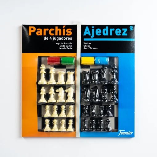 Tablero Grande de Parchis 4 JUG.+ Ajedrez con accesorios
