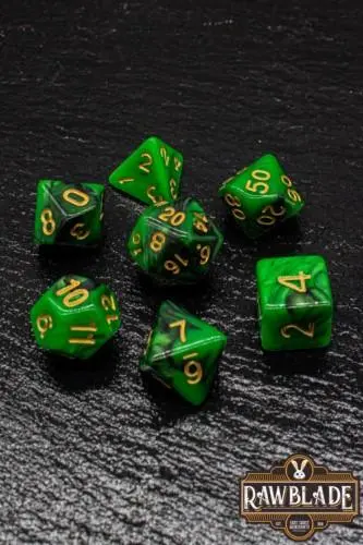 [RW-DC17] Set Dados 7 Unidades Rawblade Marble Verdes
