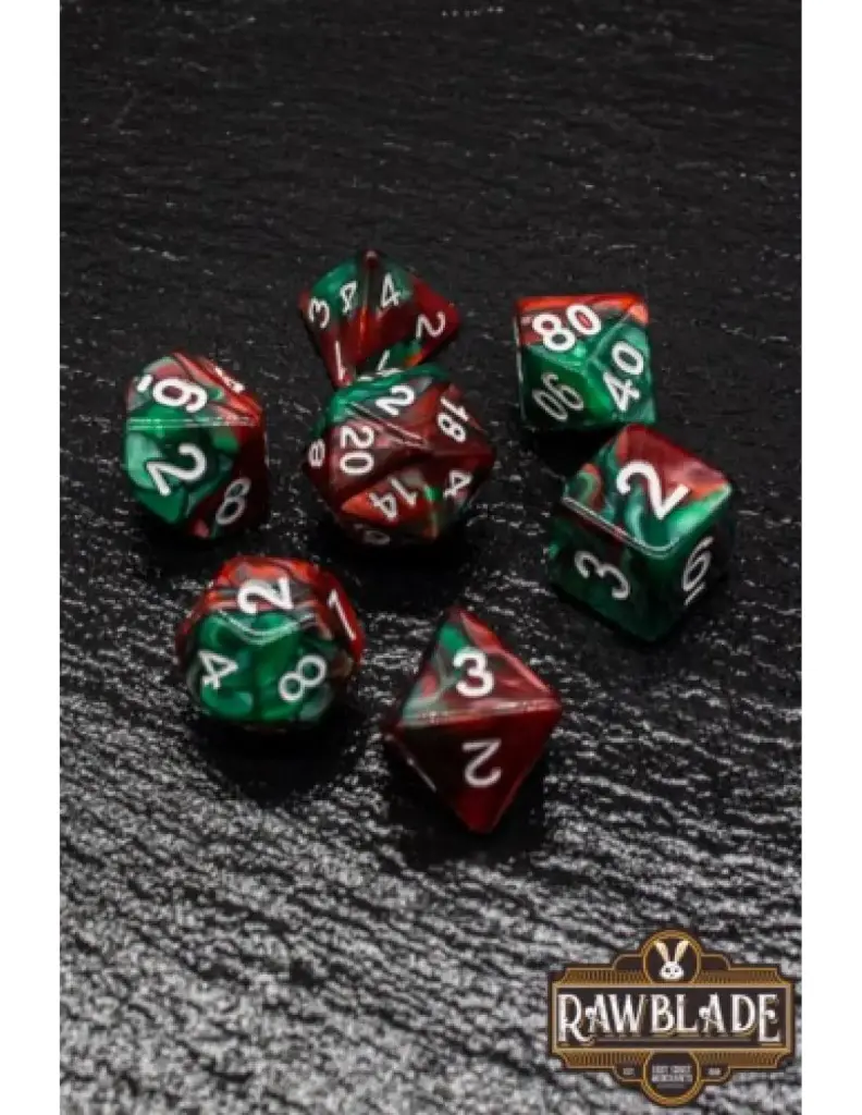 [RW-DC33] Set Dados 7 Unidadesrawblade Marble Set Dados Verde Y Rojo