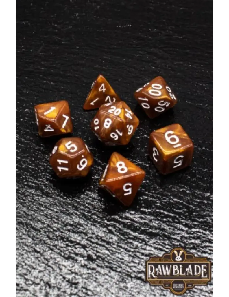 Set Dados 7 Unidades Rawblade Marble Bronze