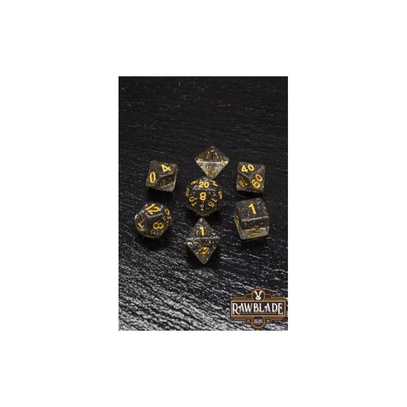 [RW-GL10] Set Dados 7 Unidades Rawblade Glitter Negro