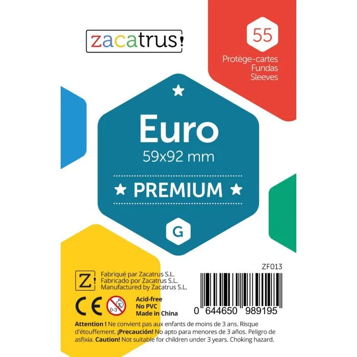 [zaf013] Fundas Zacatrus Euro Premium (59 mm X 92 mm) (55 uds)
