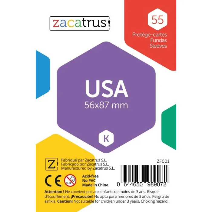 [zf001] Fundas Zacatrus USA (56 mm X 87 mm) (55 uds)