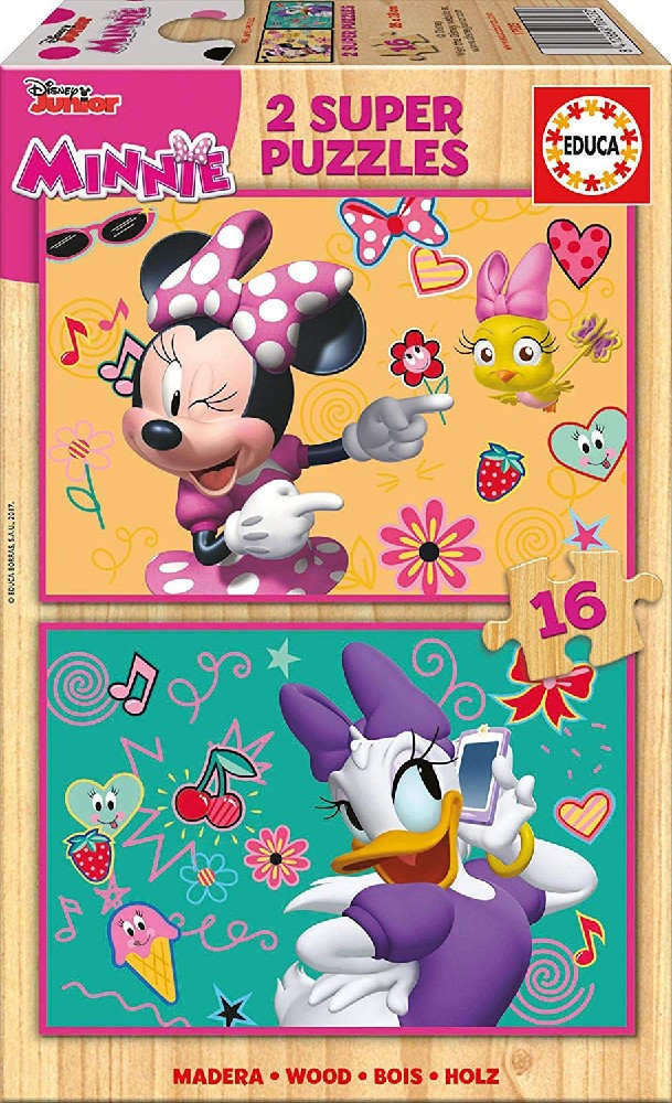 [PUZZ MINI] Puzzle Educa Minnie Ayudantes Felices de 2 x 16 Pzs Madera