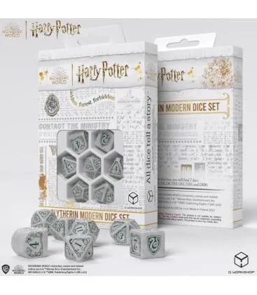 Set de dados Slytherin Modern Dice Set - White