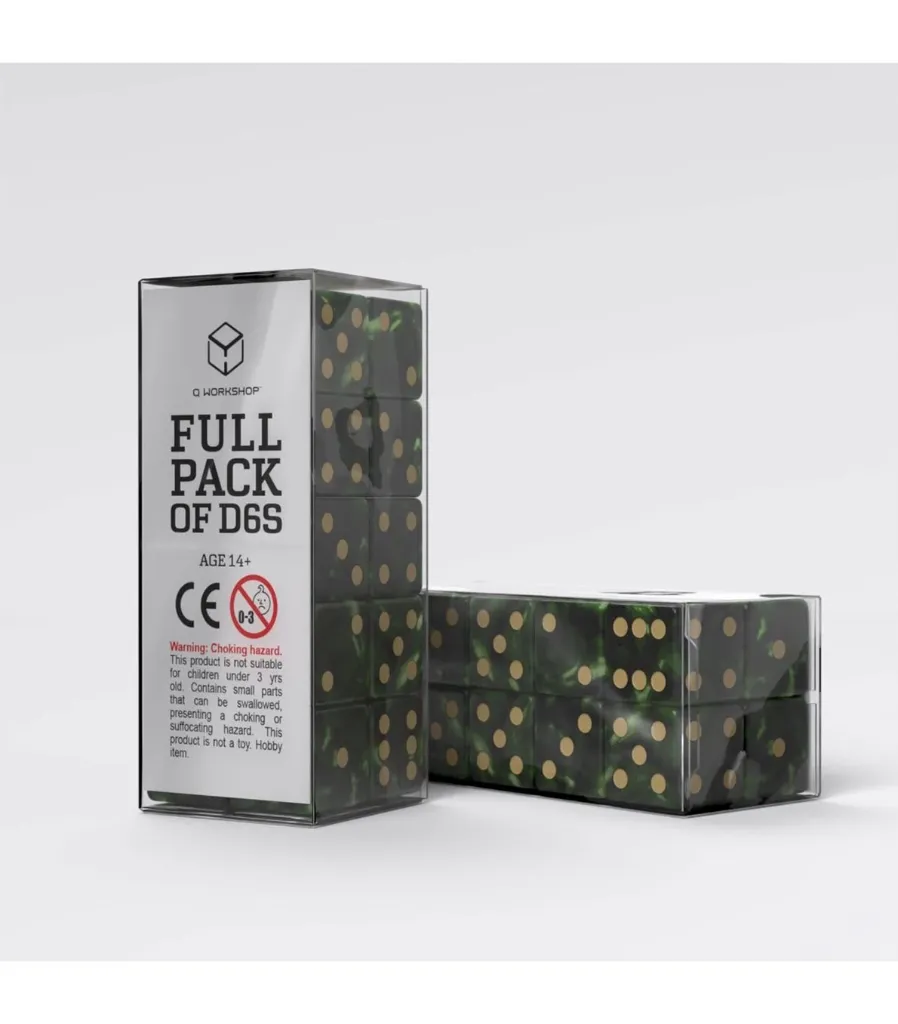 Set Dados - Verde Dados Full Pack of D6s Verde y Oro (20 unidades)