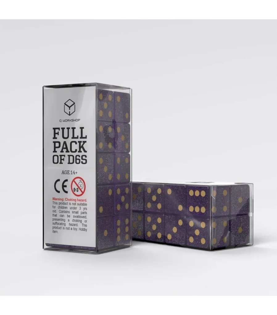 [QWorkshop-S20605] Set Dados Morado Dados Full Pack of D6s Morado y Oro (20 unidades)