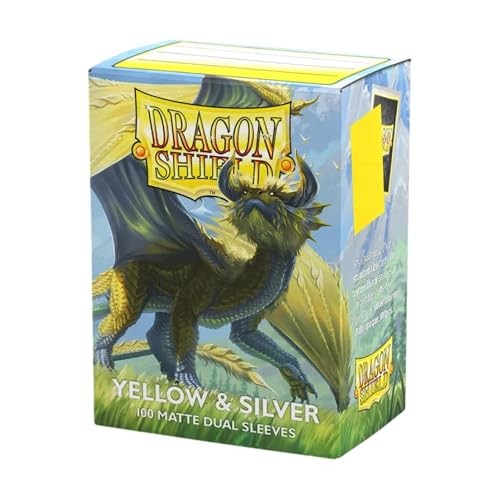 Dragon Shield Sleeves Standard Size Matte Dual Yellow & Silver (100 Sleeves)