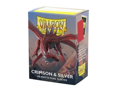 Dragon Shield Sleeves Standard Size Matte Dual Crimson & Silver (100 Sleeves)