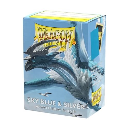 Dragon Shield Sleeves Standard size Matte Dual Sky Blue & Silver (100 Sleeves)