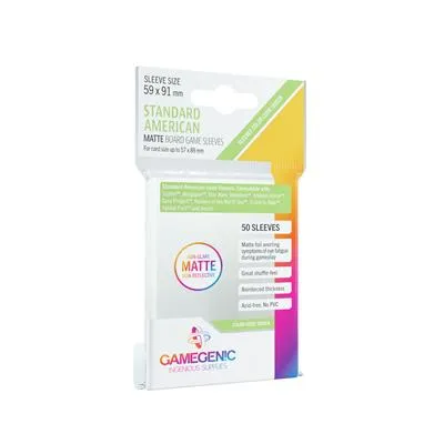 Gamegenic  MATTE Standard American-Sized Boardgame Sleeves 59 x 91 mm  Clear (50 Sleeves)