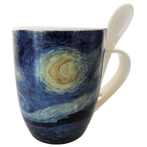 Taza Con Cuchara Individual Van Gogh Noche Estrellada