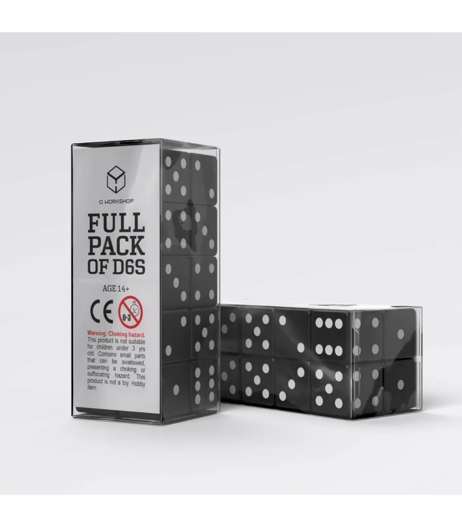 [S20601] Set Dados - Negro Dados Full Pack of D6s Negro y Blanca (20 unidades)