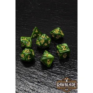 [RW-p12] Set De Dados 7 Unidades Rawblade Glitter Verde Bosque