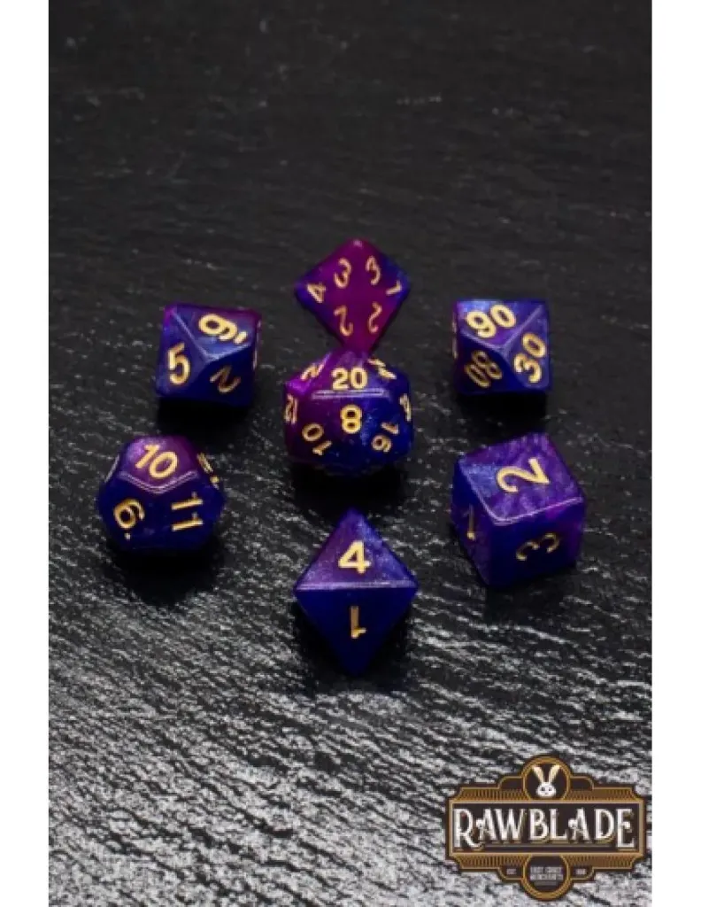 [RW-DP14] Set De Dados 7 Unidades Rawblade Galaxy Azul Y Morado