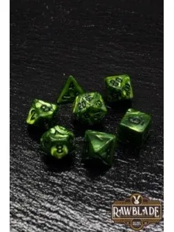 [RW-p30] Set De Dados 7 Unidades Rawblade Marble Verde Oscuro