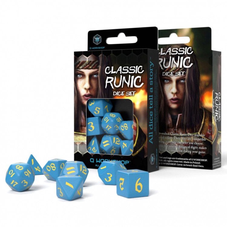 [SCLR11] Set Dados Classic Runic Azul y Amarillo (7 Dados)