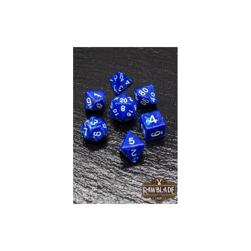 [RW-ge13] Set De Dados 7 Unidades Rawblade Marble Azul