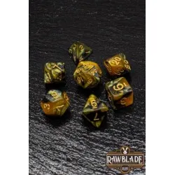 [RW-dc19] Set Dados 7 Unidades Rawblade Marble Set Dados Oro Y Blancos
