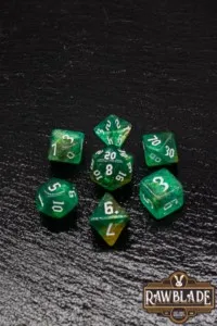 [RW-dp04] Set De Dados 7 Unidades Rawblade Gothic Galaxy Verde Jade